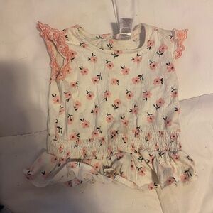 Little Lass Pink and White Floral Blouse